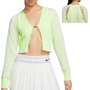 Nike Sportswear L/S Crop Cardigan Cutouts Barely Volt Sea Glass FN2144-701 Large